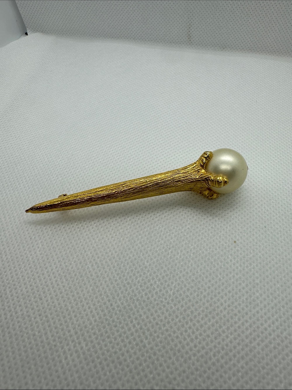 Ball and Claw Gold-Tone Pearl Stick Brooch - Women Jewelry